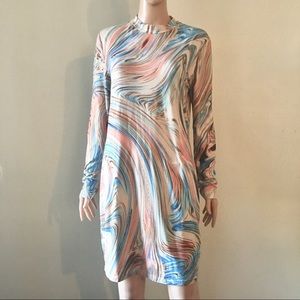 Cute multicolored long sleeve dress